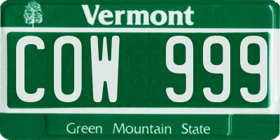 VT license plate COW999