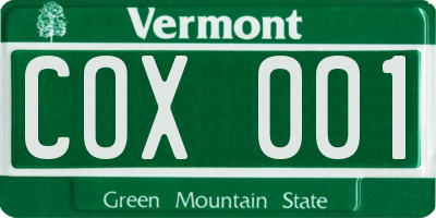 VT license plate COX001