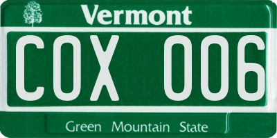 VT license plate COX006