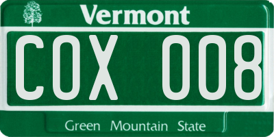 VT license plate COX008