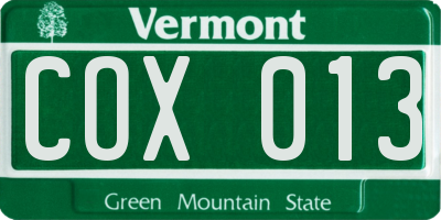 VT license plate COX013