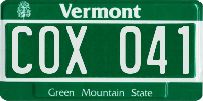 VT license plate COX041