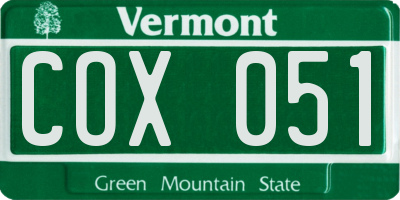 VT license plate COX051