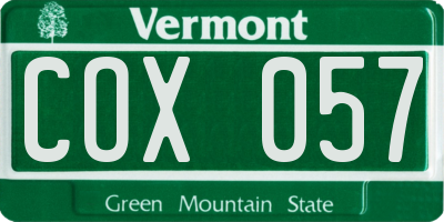 VT license plate COX057
