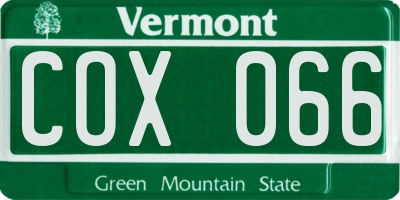 VT license plate COX066