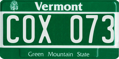 VT license plate COX073