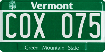 VT license plate COX075