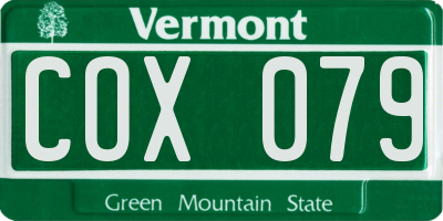 VT license plate COX079