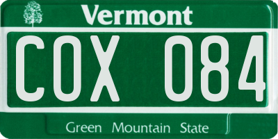 VT license plate COX084