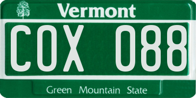 VT license plate COX088