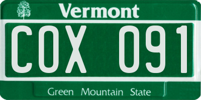 VT license plate COX091