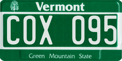 VT license plate COX095
