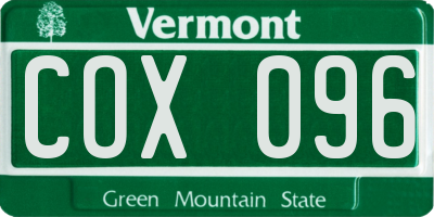 VT license plate COX096