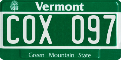 VT license plate COX097