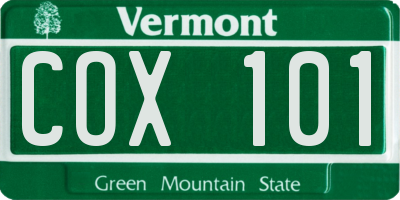 VT license plate COX101