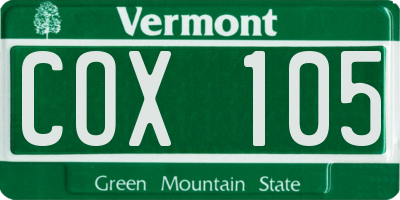 VT license plate COX105