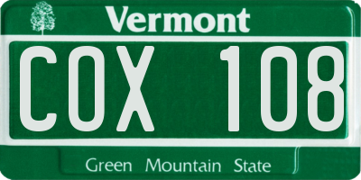 VT license plate COX108