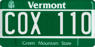VT license plate COX110