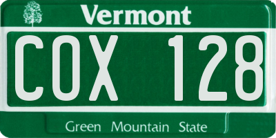 VT license plate COX128