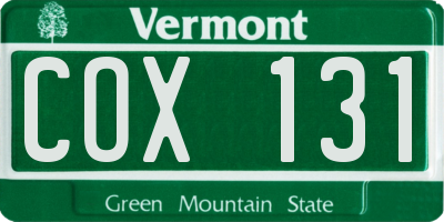 VT license plate COX131