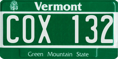 VT license plate COX132