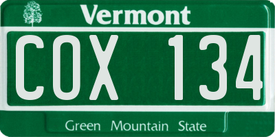 VT license plate COX134