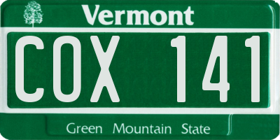 VT license plate COX141
