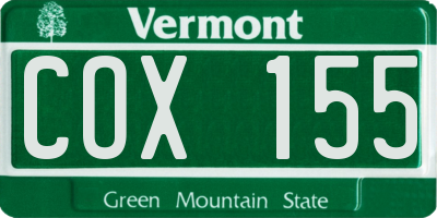 VT license plate COX155