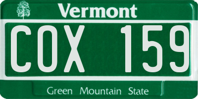VT license plate COX159
