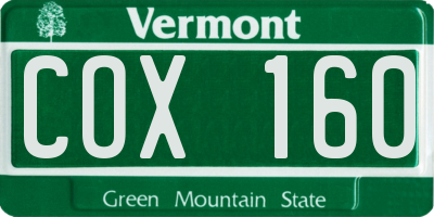 VT license plate COX160