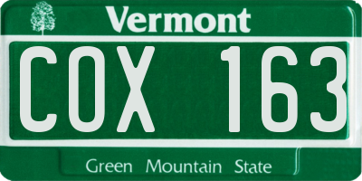 VT license plate COX163