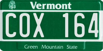VT license plate COX164