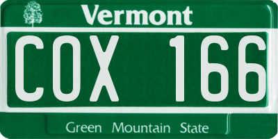 VT license plate COX166