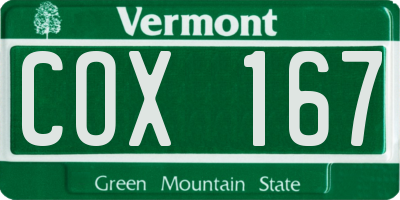 VT license plate COX167