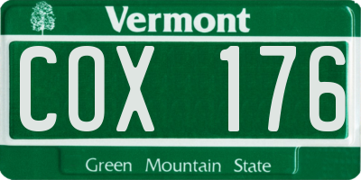 VT license plate COX176