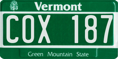VT license plate COX187