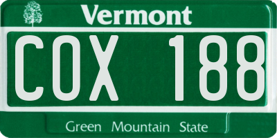 VT license plate COX188