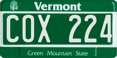 VT license plate COX224