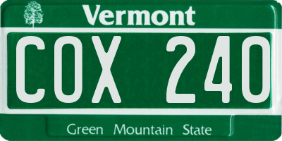 VT license plate COX240