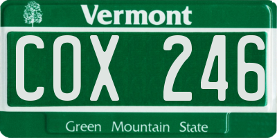 VT license plate COX246
