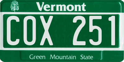 VT license plate COX251