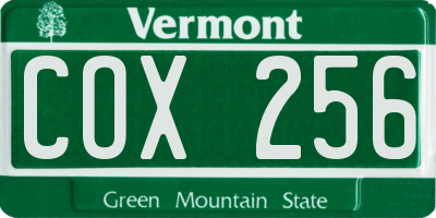 VT license plate COX256
