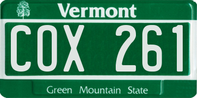 VT license plate COX261