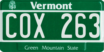 VT license plate COX263