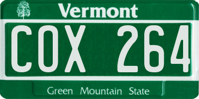 VT license plate COX264