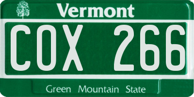 VT license plate COX266