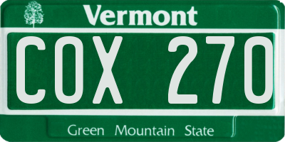 VT license plate COX270