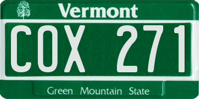 VT license plate COX271