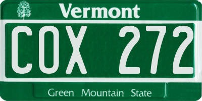 VT license plate COX272