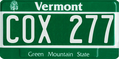 VT license plate COX277